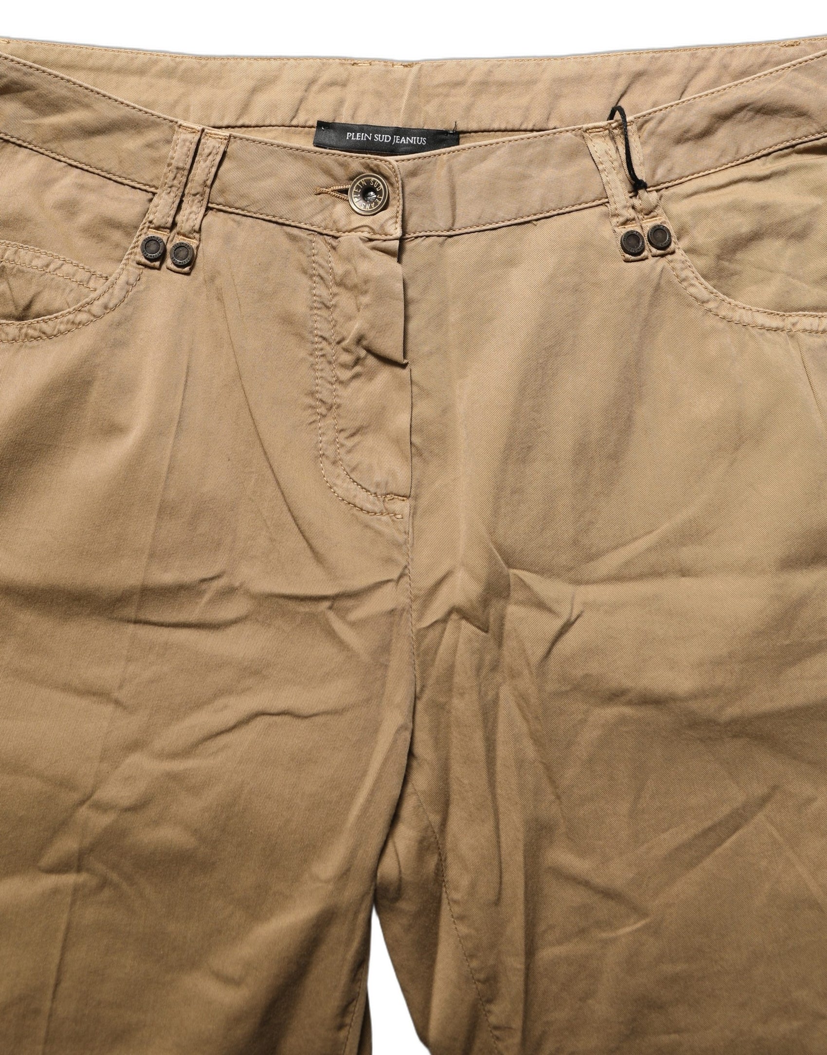 PLEIN SUD Brown Straight Cotton Stretch Chino Pants