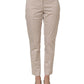 Dondup Beige Low Waist Tapered Women Cropped Trousers Pants