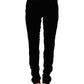 Ermanno Scervino Black Viscose Blend Velvet Slim Fit Pants