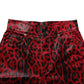 Dolce & Gabbana Red Leopard Cotton 5 Pockets Trouser Jeans
