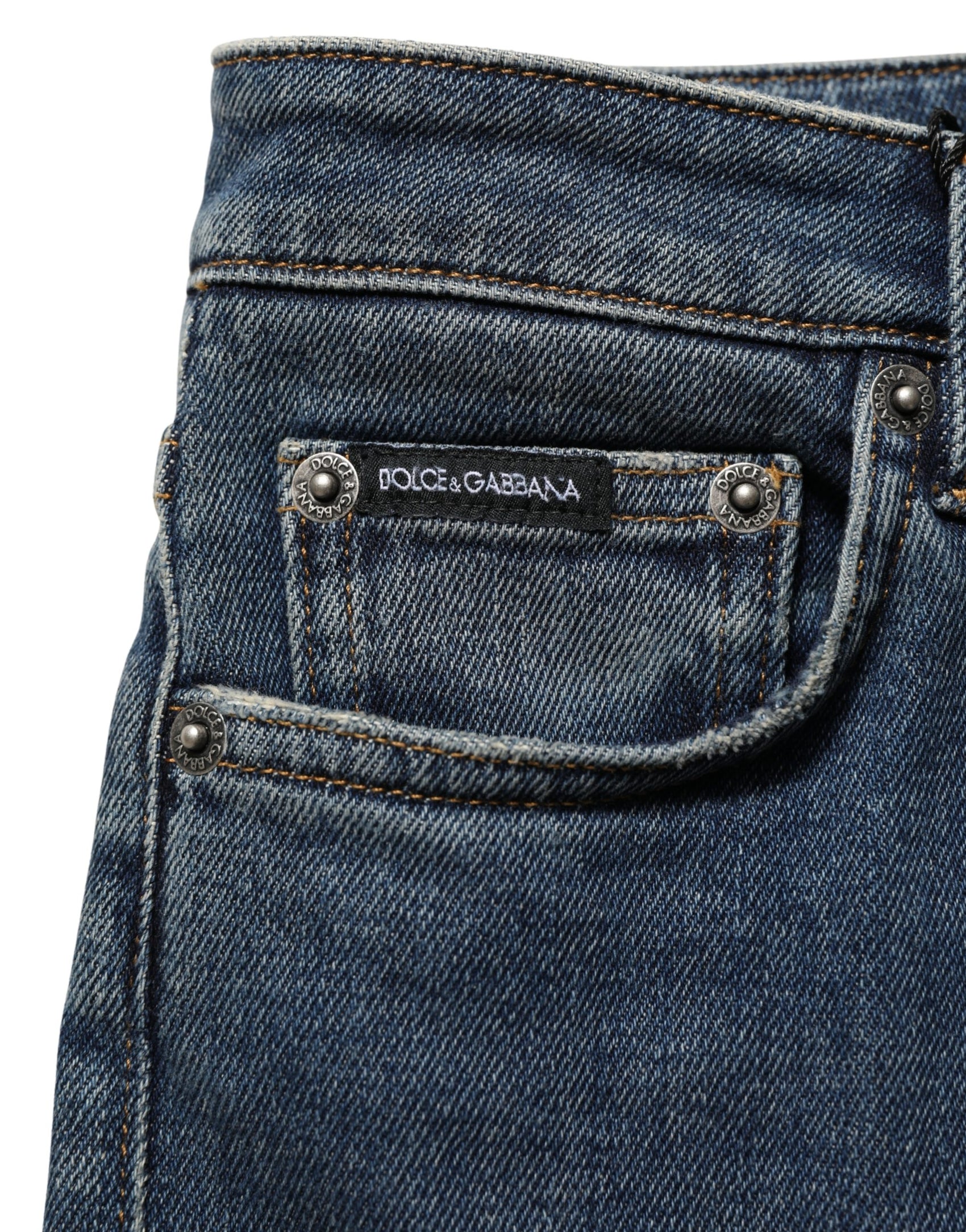 Dolce & Gabbana Blue Cotton Stretch Skinny Denim Trouser Jeans