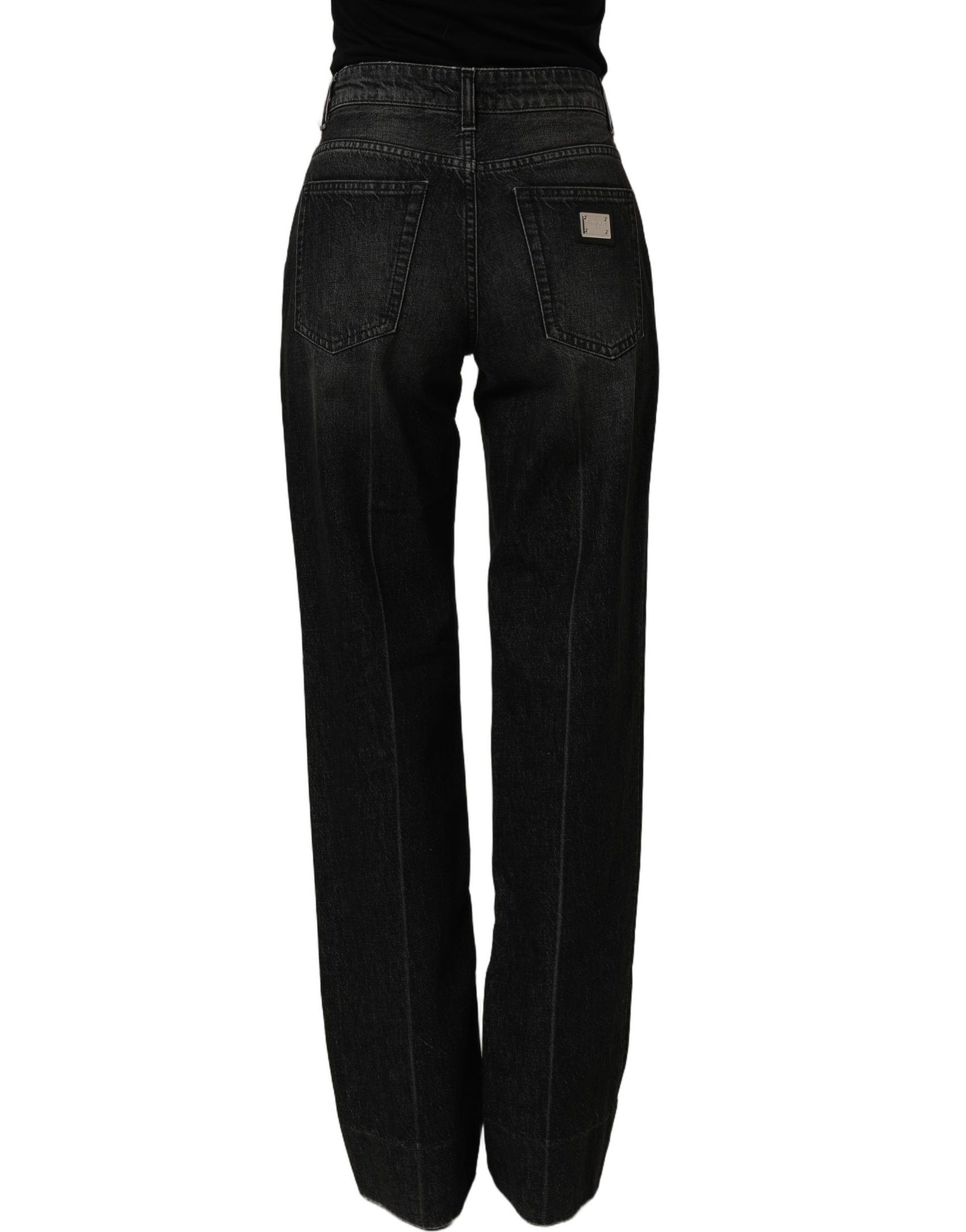 Dolce & Gabbana Black Cotton Stretch Straight Denim Jeans