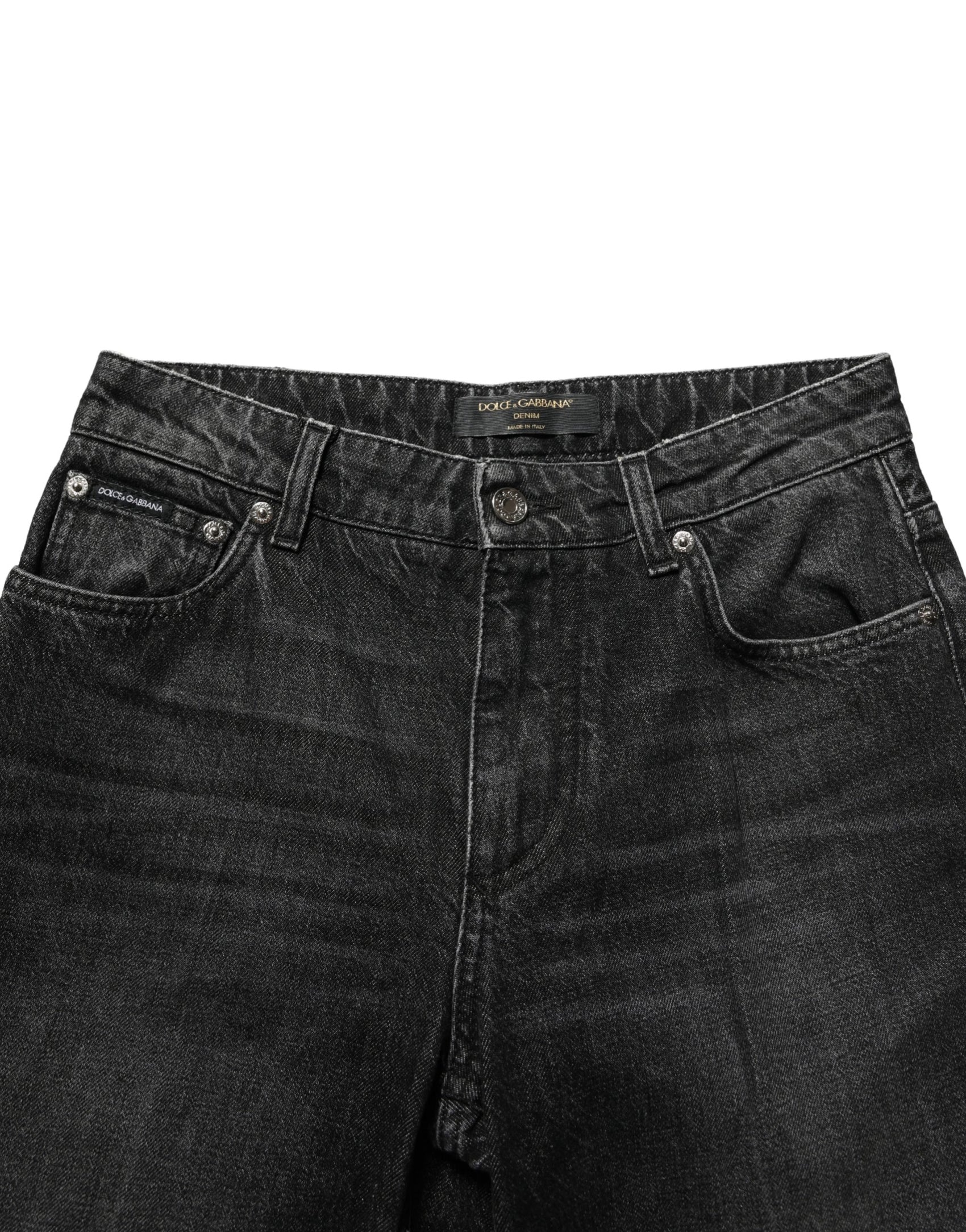 Dolce & Gabbana Black Cotton Stretch Straight Denim Jeans