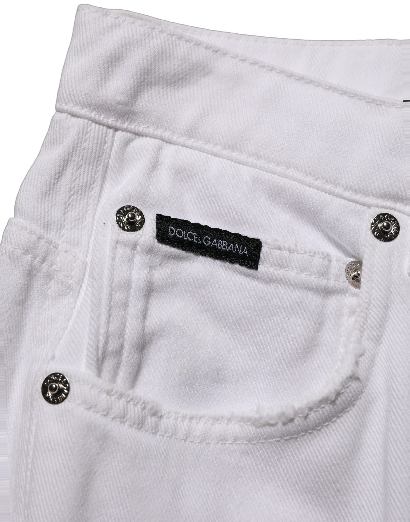 Dolce & Gabbana White Cotton Stretch Wide Leg Denim Jeans