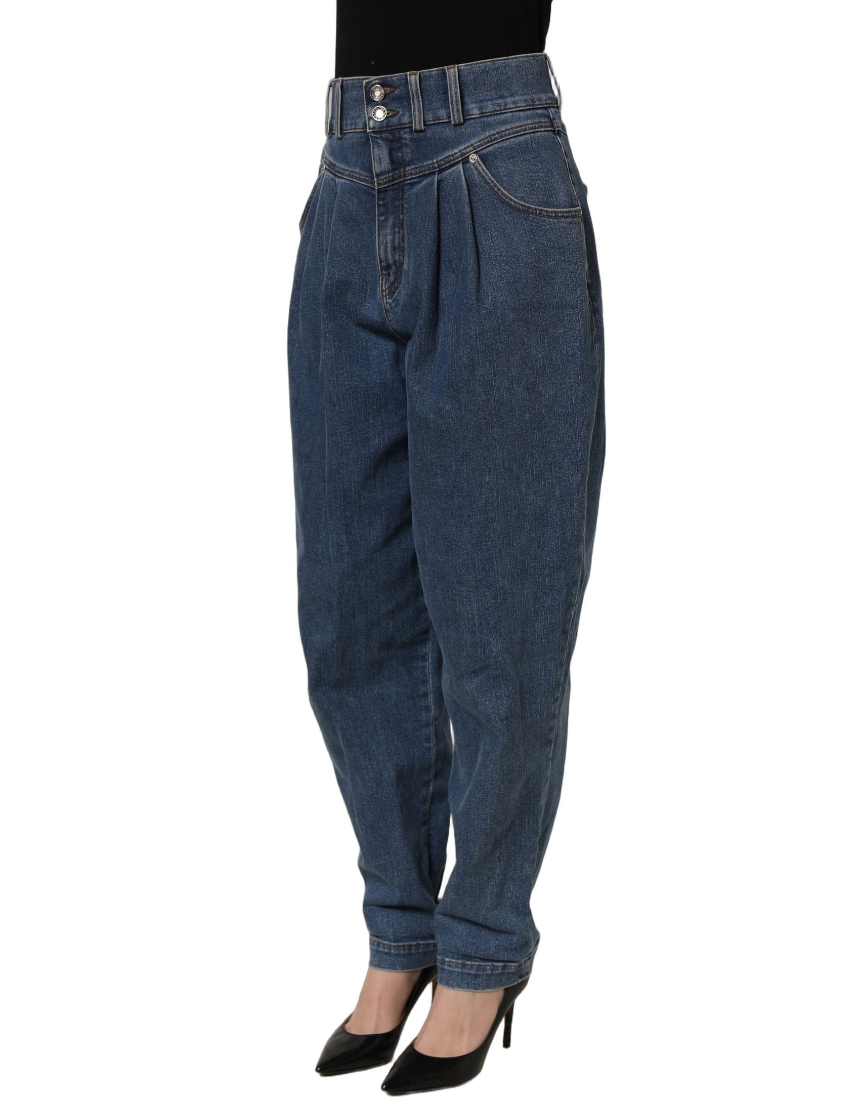 Dolce & Gabbana Dark Blue Cotton Stretch Tapered Denim Jeans