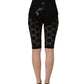 Dolce & Gabbana Black High Waist Sheer Floral Lace Shorts