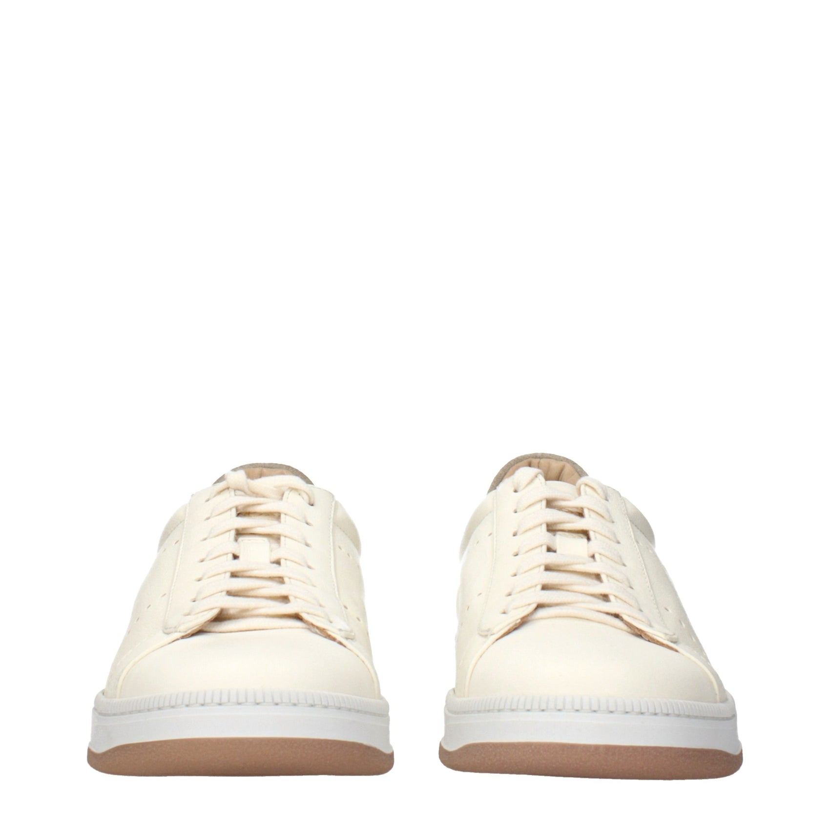 Eleventy Beige Leather Sneakers