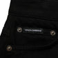 Dolce & Gabbana Black Cotton Mid Rise Denim Hot Pants Shorts