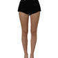 Dolce & Gabbana Black Cotton Mid Rise Denim Hot Pants Shorts