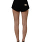 Dolce & Gabbana Black Cotton Mid Rise Denim Hot Pants Shorts