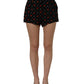Dolce & Gabbana Black Floral High Rise Women Hot Pants Shorts