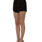 Dolce & Gabbana Black Floral High Rise Women Hot Pants Shorts
