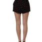 Dolce & Gabbana Black Floral High Rise Women Hot Pants Shorts