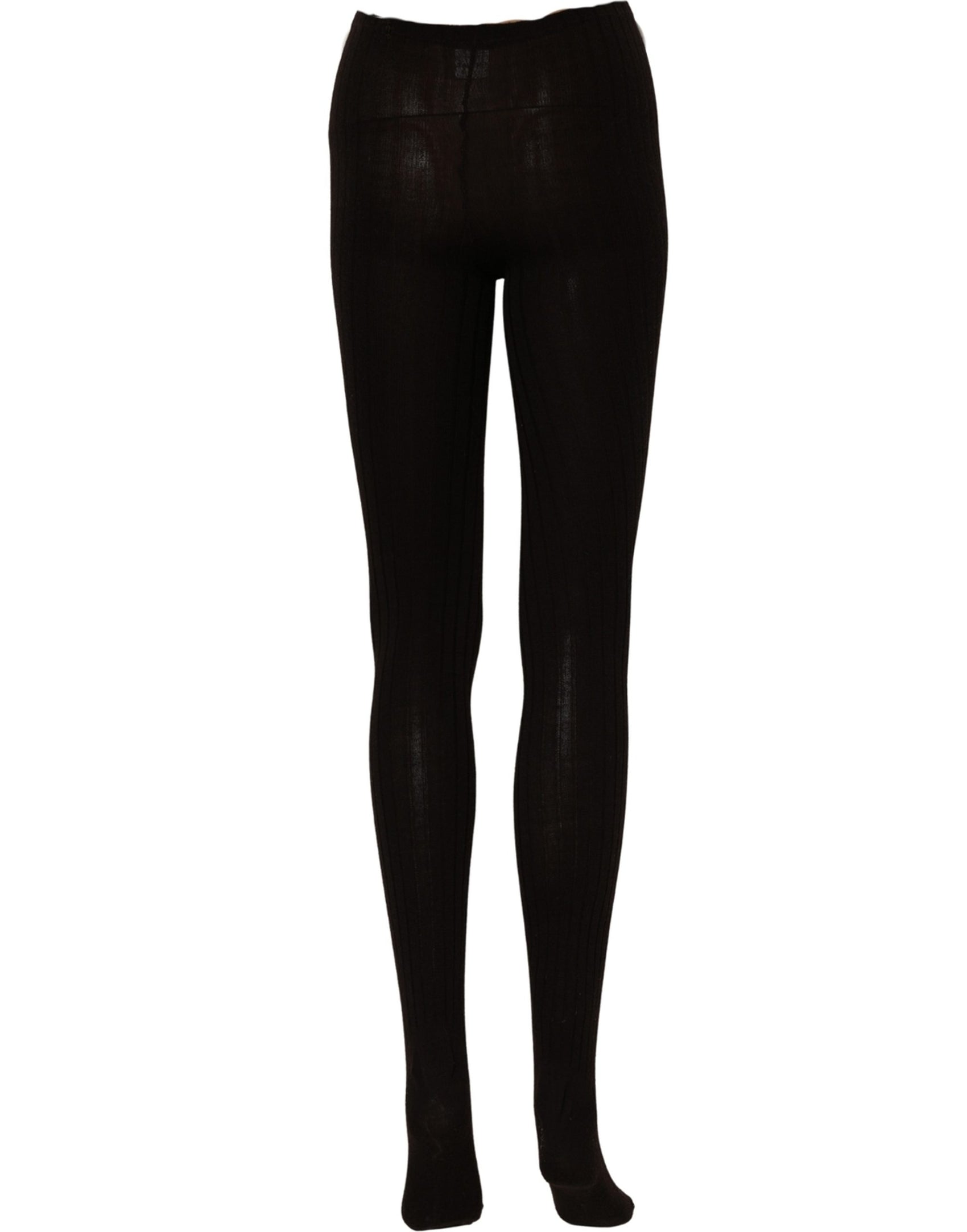Dolce & Gabbana Black Wool Tights Stocking Pantyhose One Size Socks