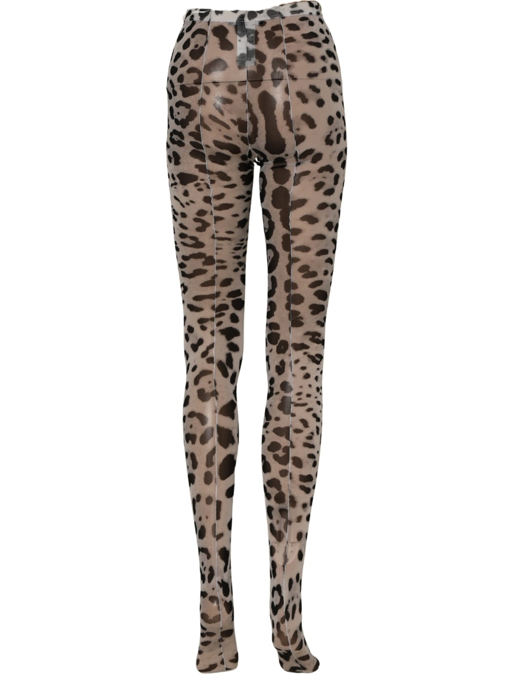 Dolce & Gabbana Gray Leopard Nylon Tights Stocking Pantyhose Socks