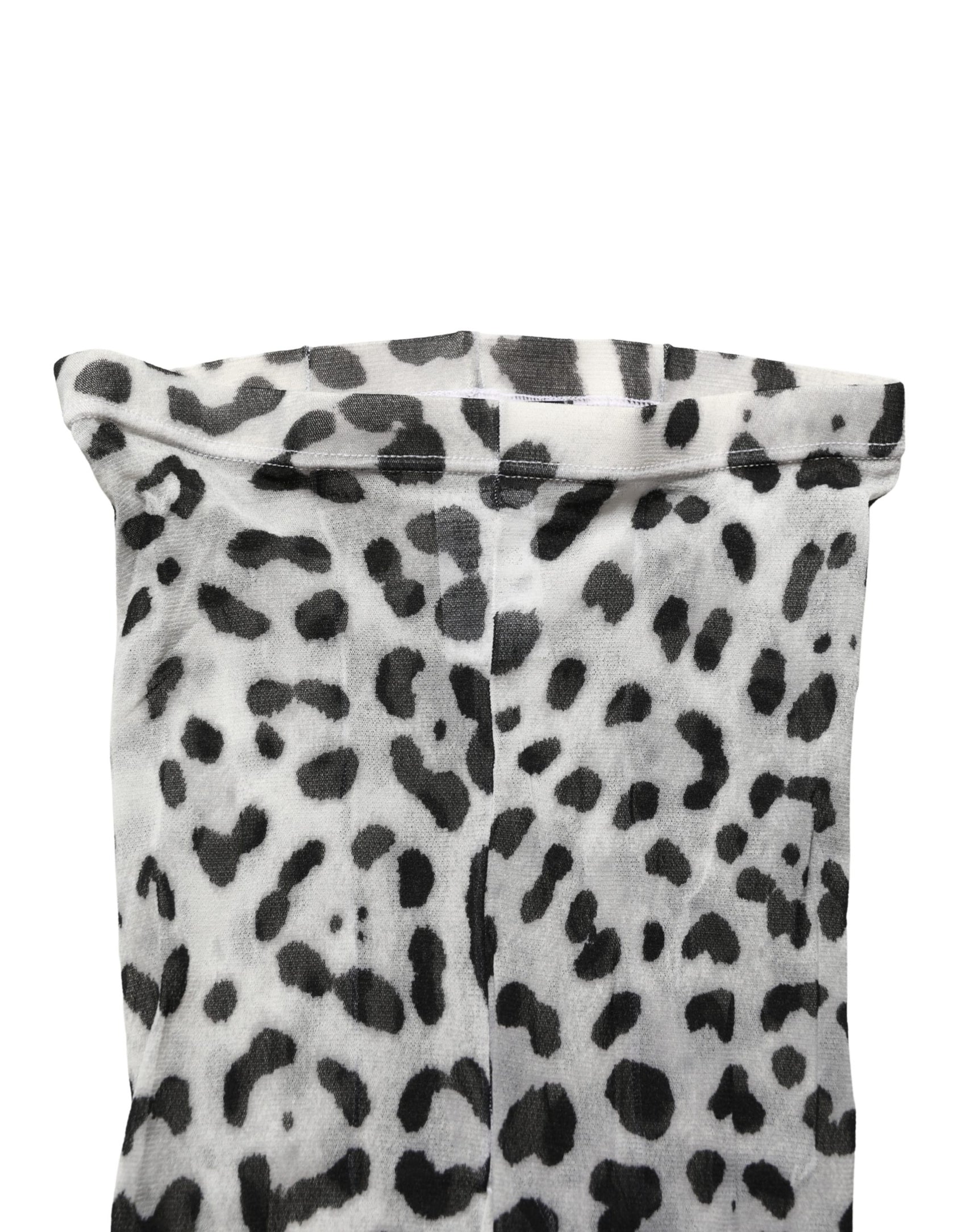 Dolce & Gabbana Gray Leopard Nylon Tights Stocking Pantyhose Socks