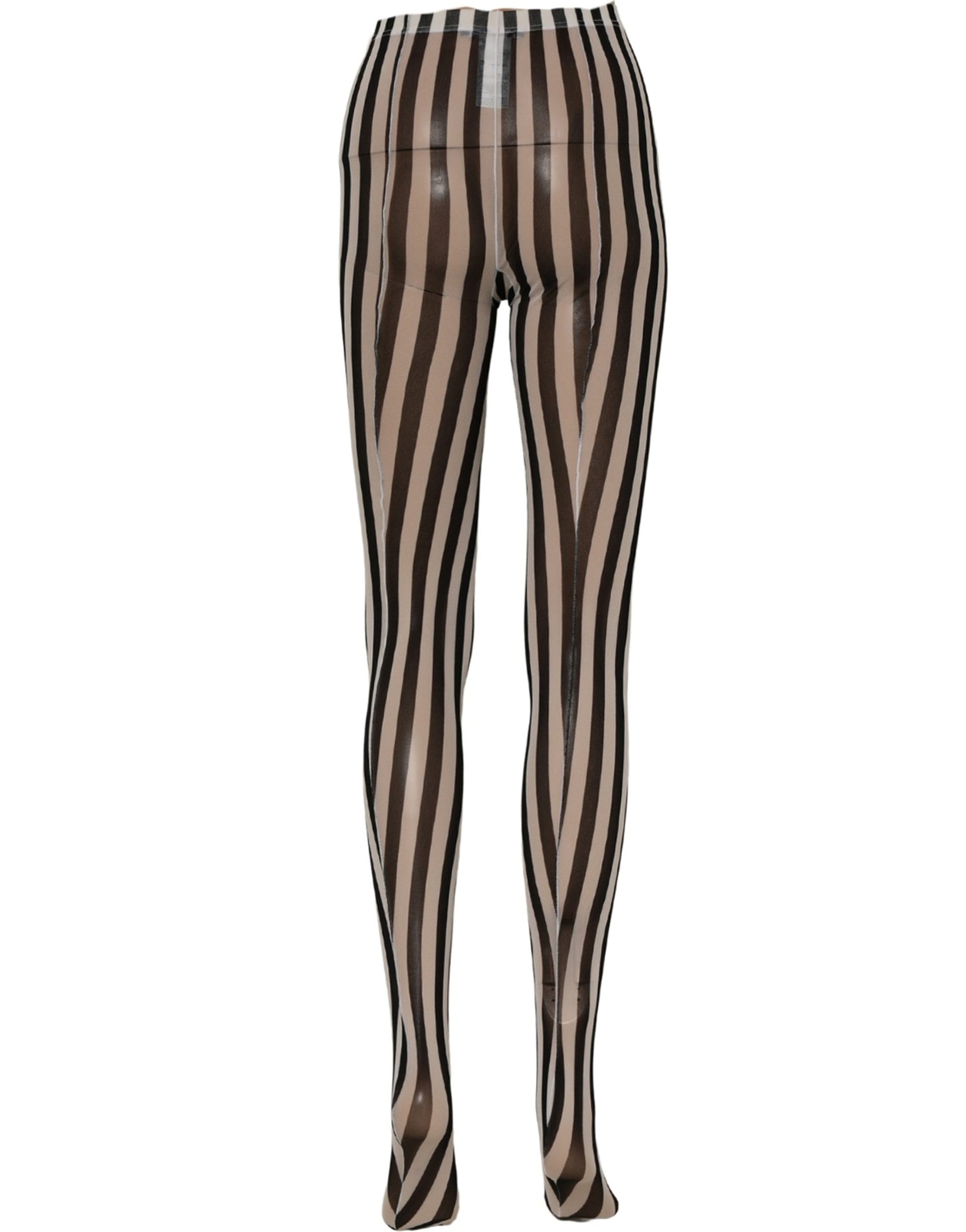 Dolce & Gabbana Black White Stripes Tights Stocking Pantyhose Socks