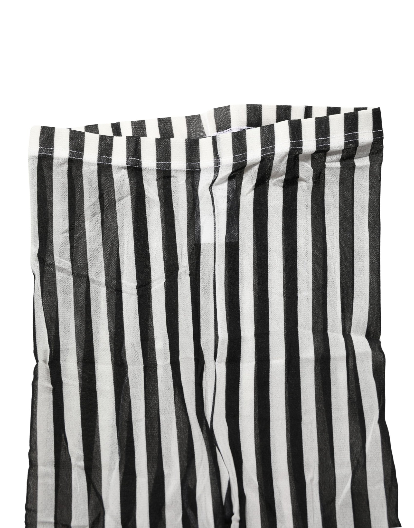 Dolce & Gabbana Black White Stripes Tights Stocking Pantyhose Socks