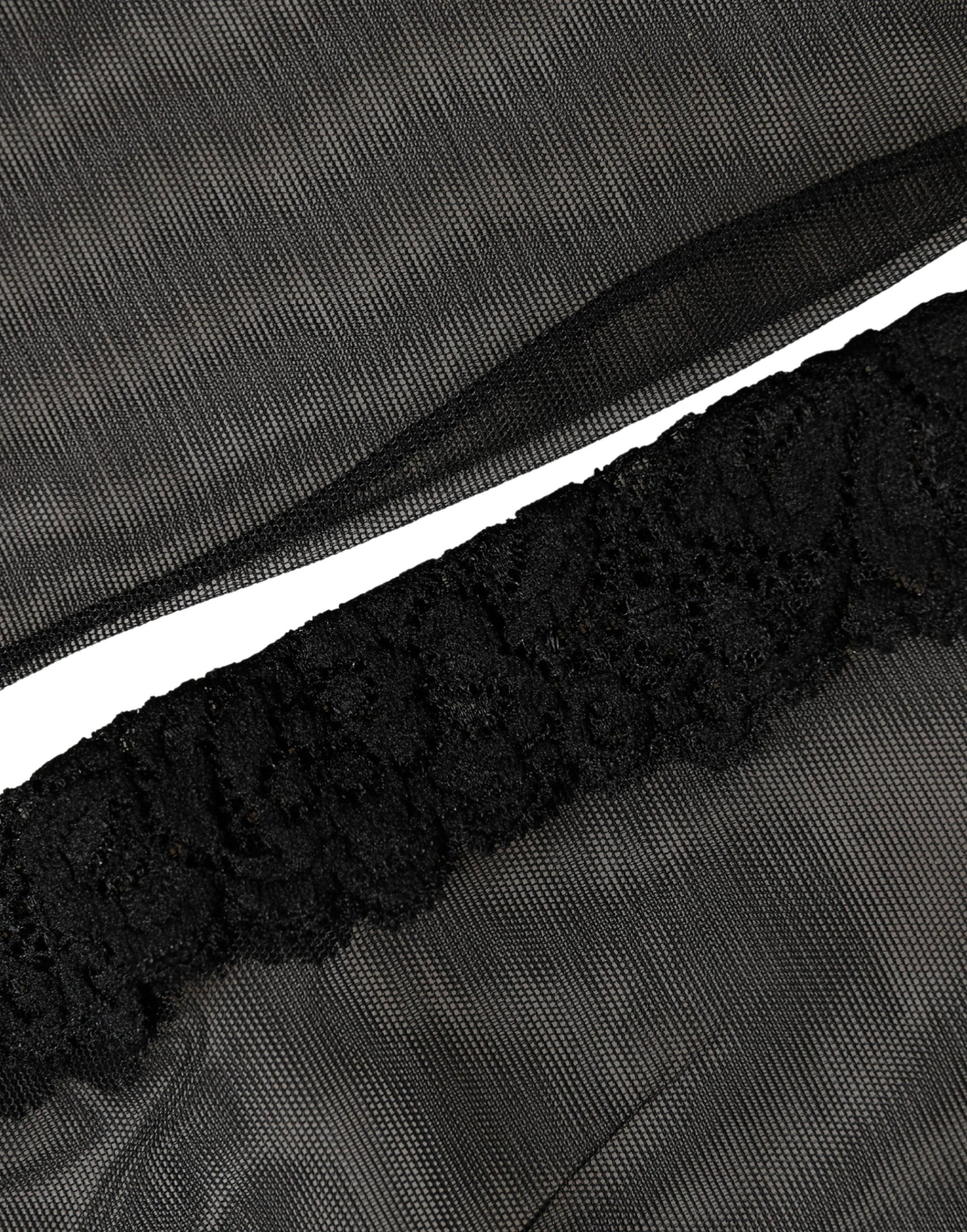 Dolce & Gabbana Black Nylon Mesh Sheer Calf Long Accessory Socks