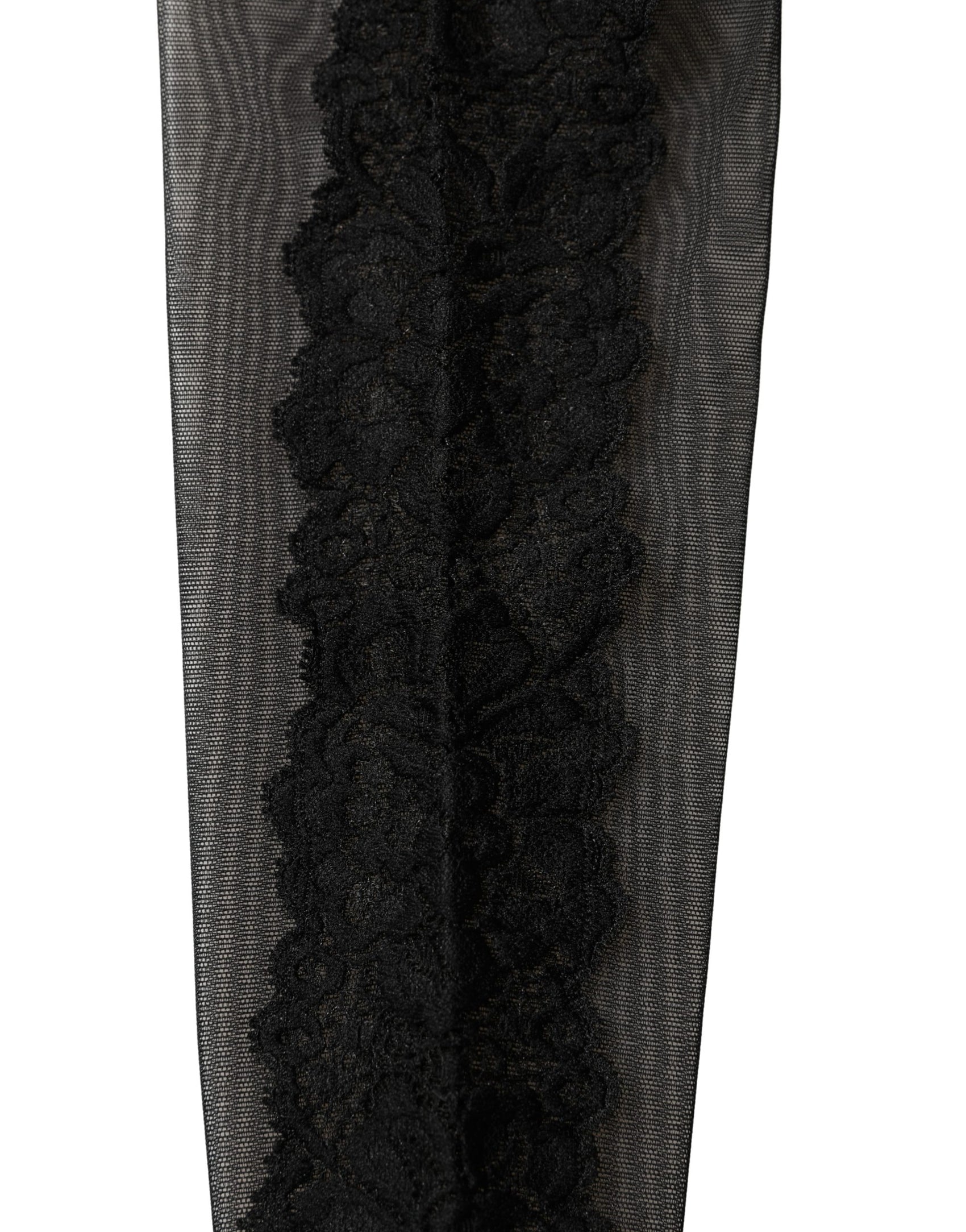 Dolce & Gabbana Black Nylon Mesh Sheer Calf Long Accessory Socks