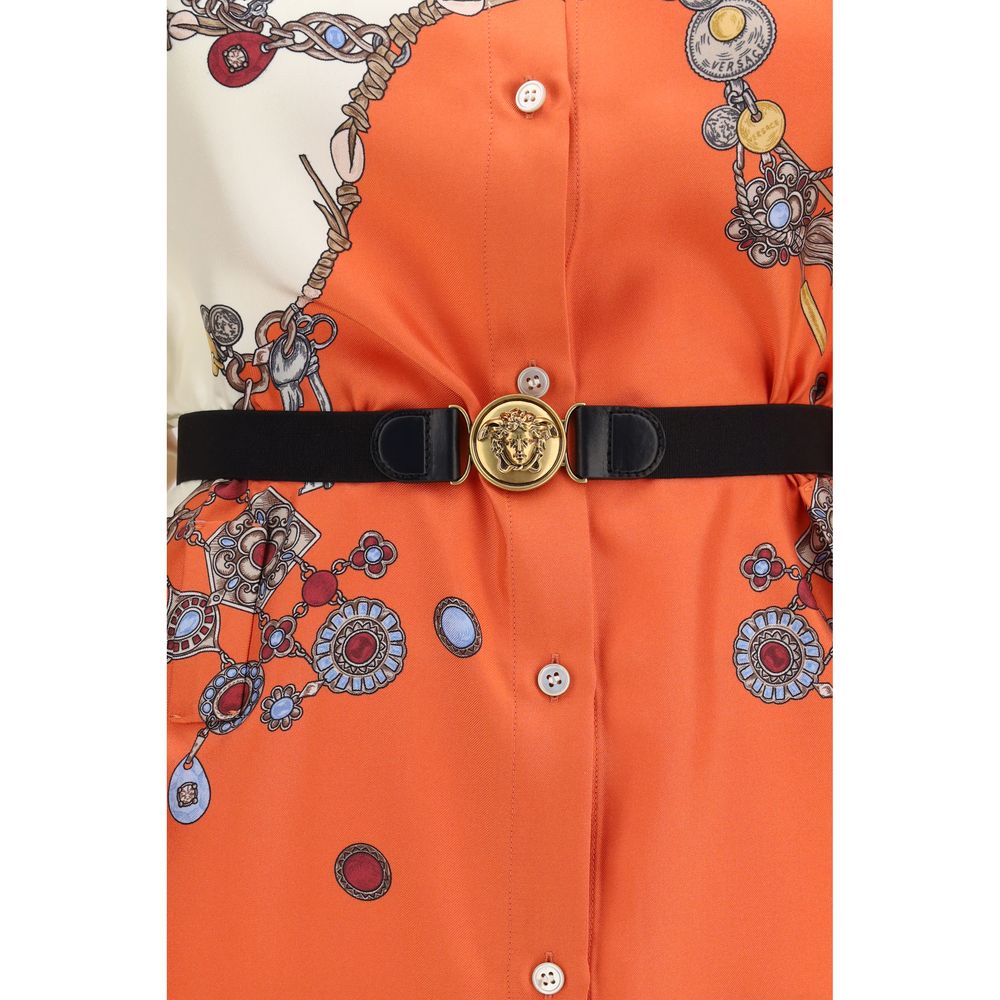 Versace Orange Silk Casual Dress