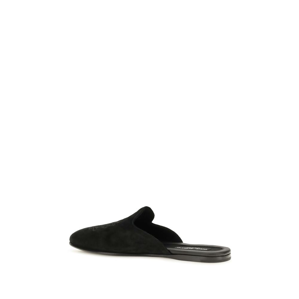 Dolce & Gabbana Black Calf Leather Bos Taurus Mules
