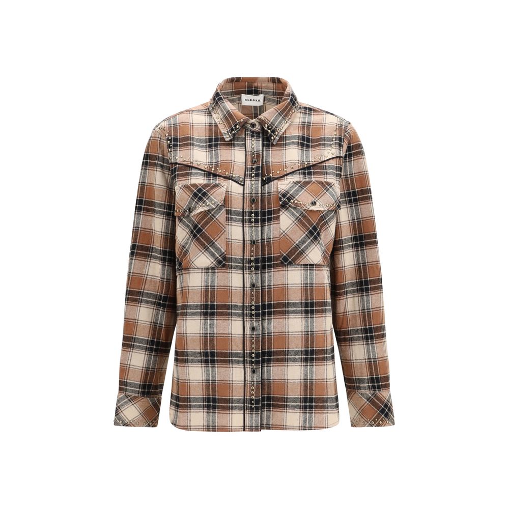 P.A.R.O.S.H. Brown Cotton Pattern Shirt