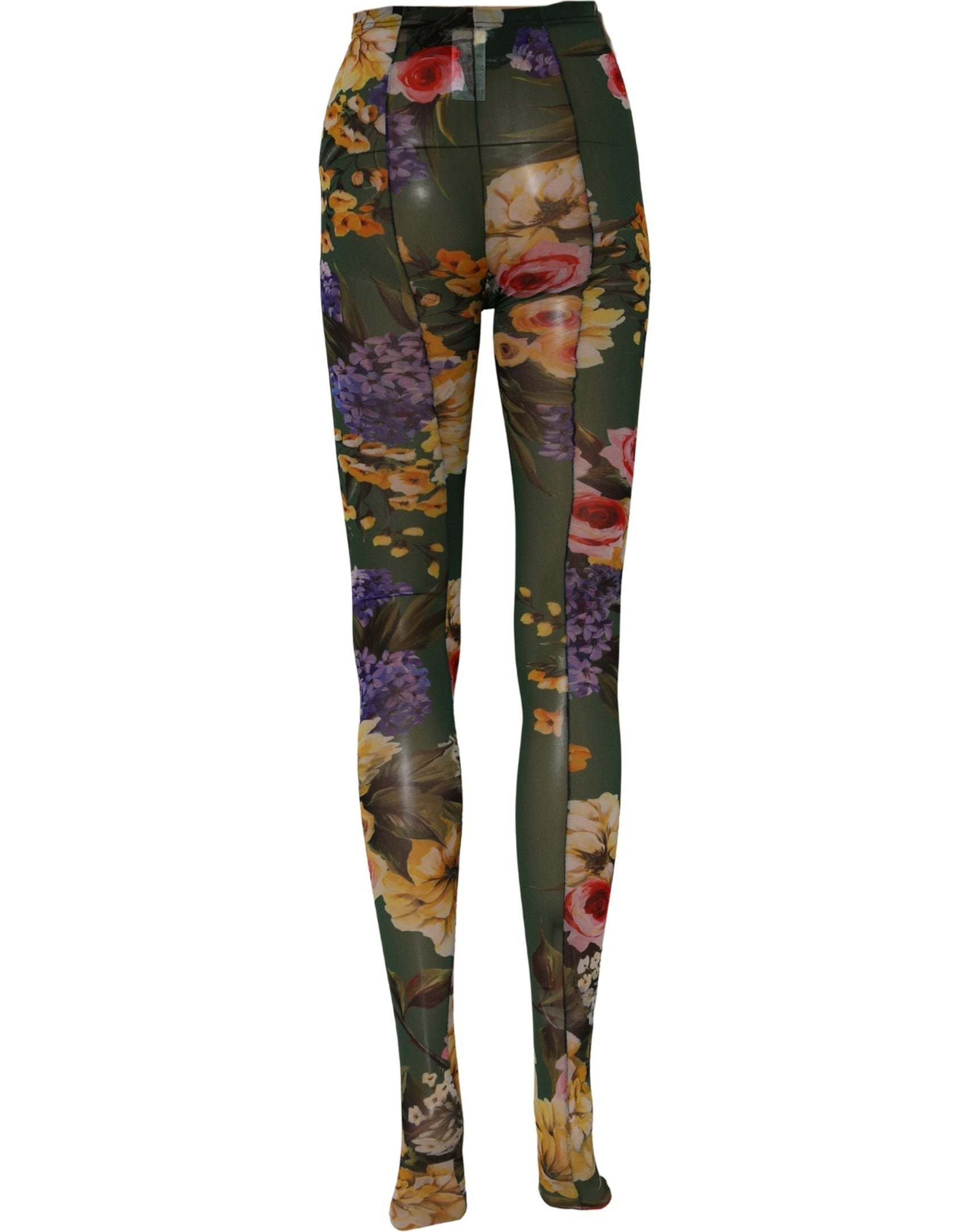 Dolce & Gabbana Red Floral Fishnet Tights Stockings Pantyhose Socks