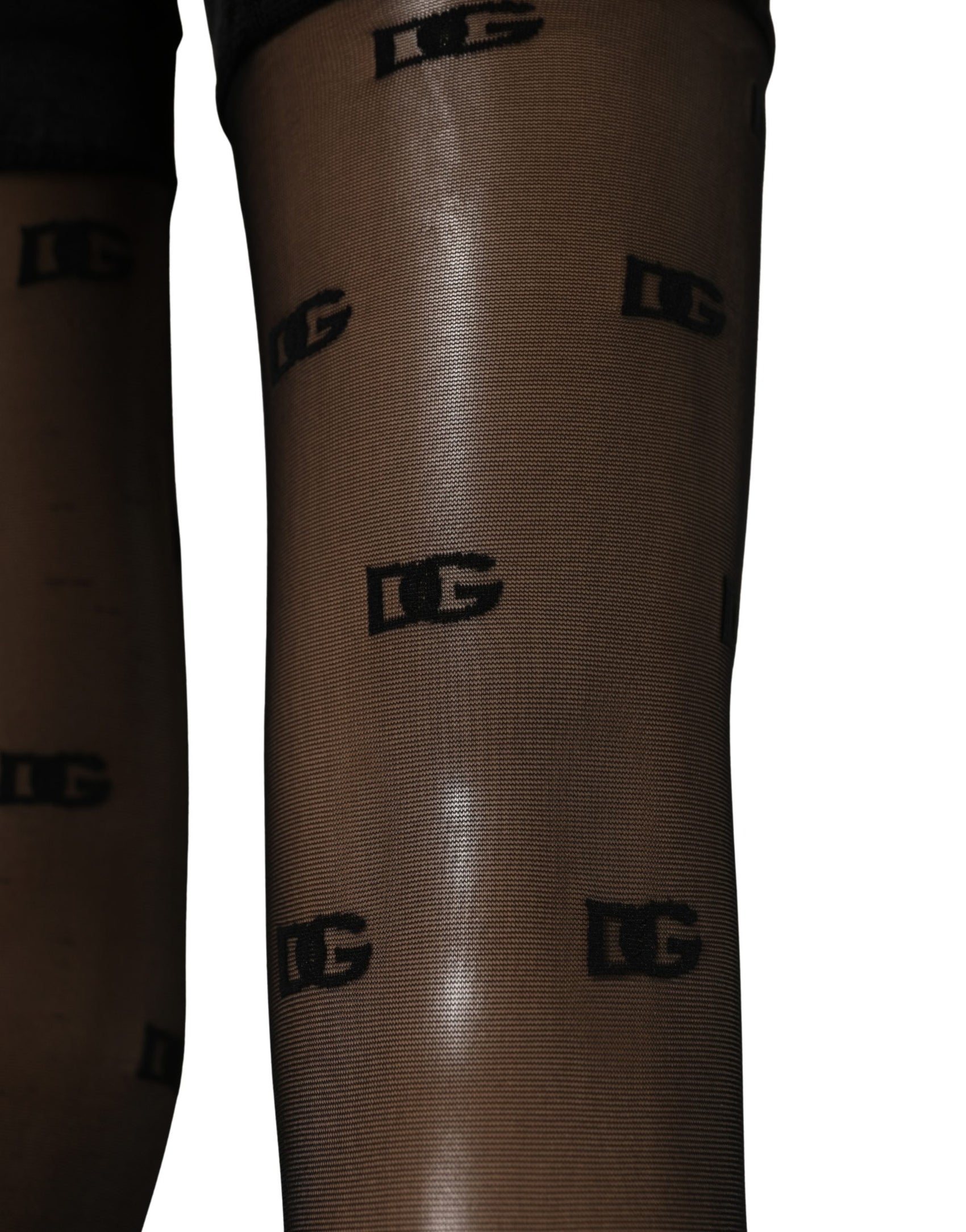 Dolce & Gabbana Black Sheer Logo Monogram Tights Stockings Socks