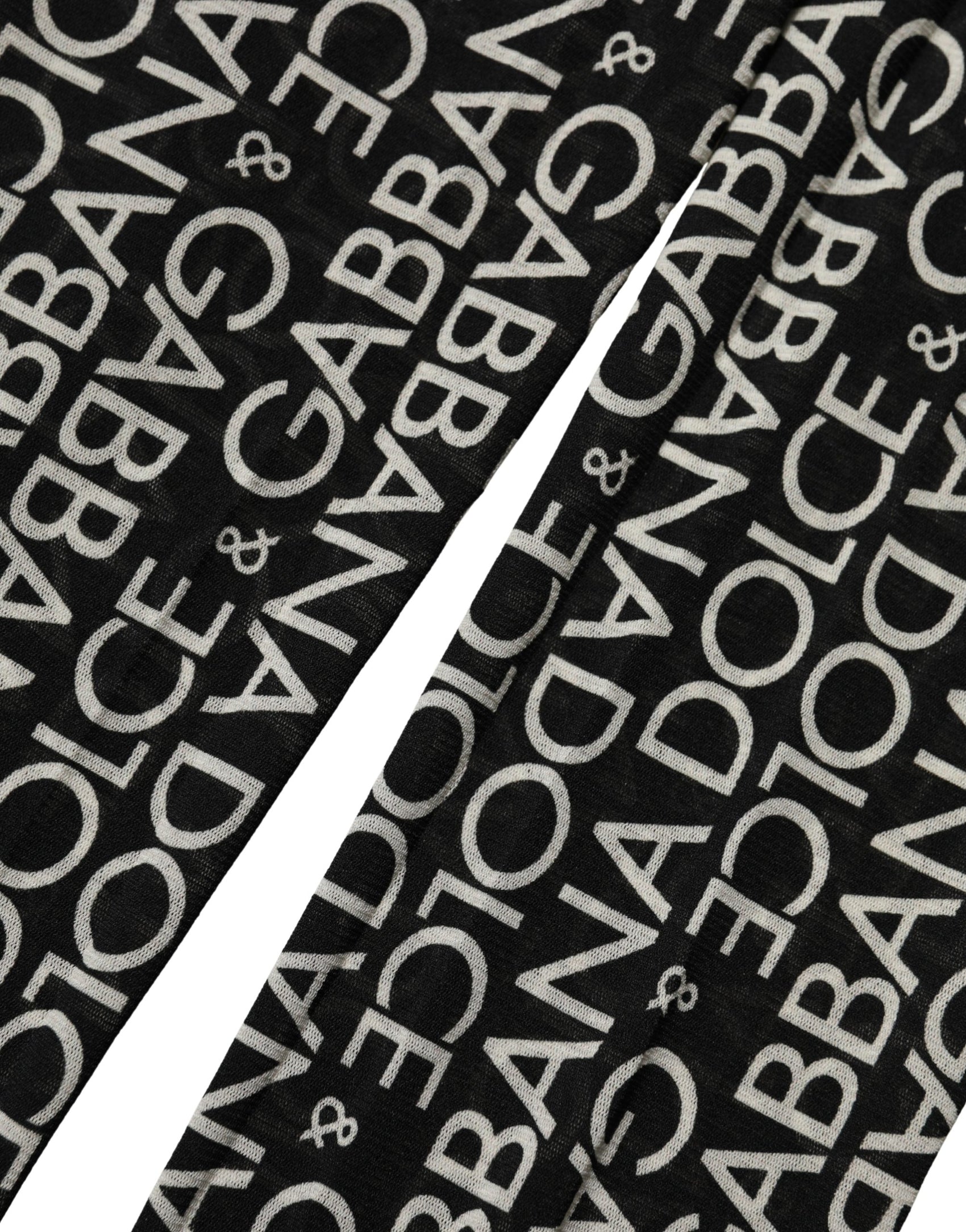 Dolce & Gabbana Black White All Over Print Sheer Stretch Tights Socks