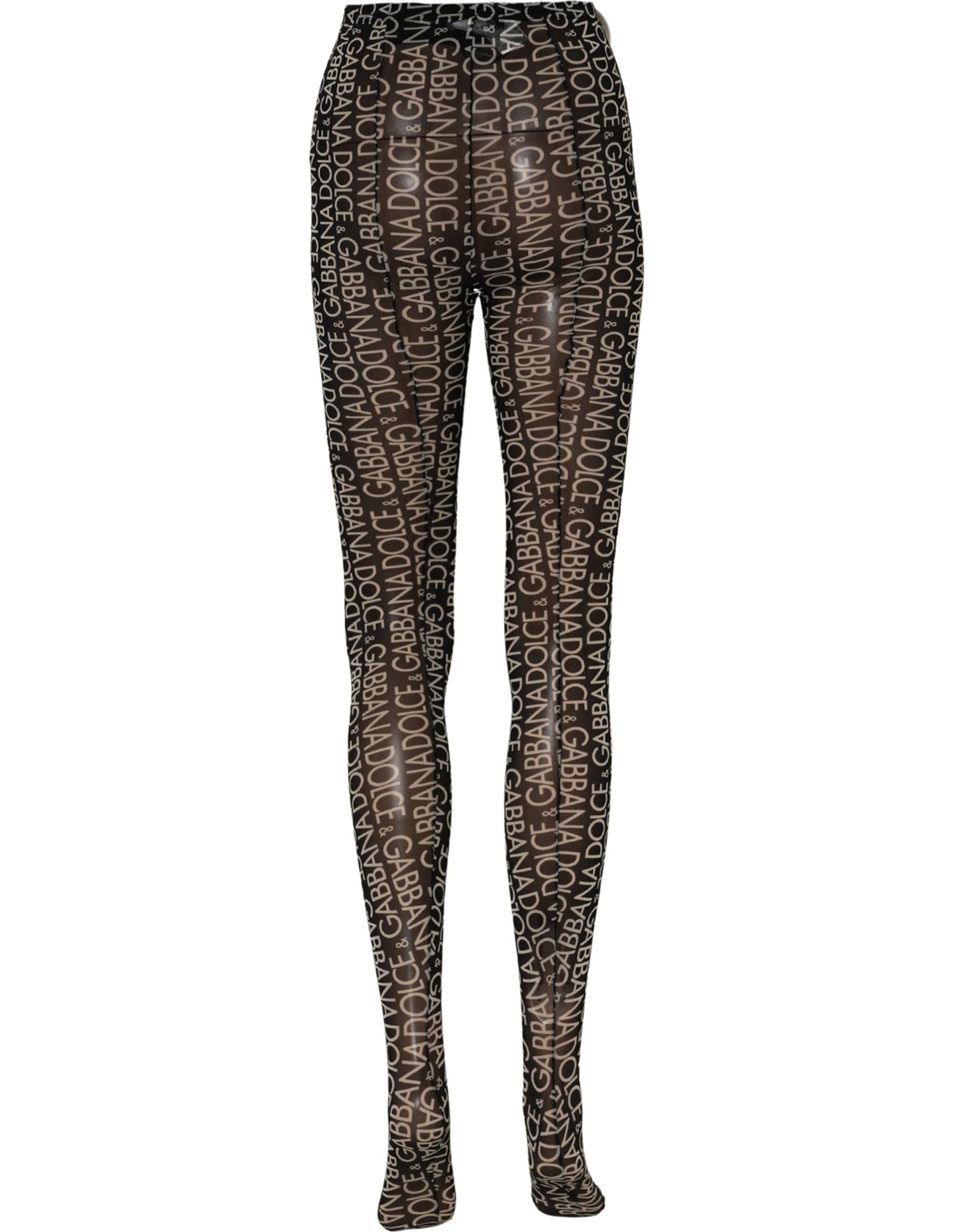 Dolce & Gabbana Black White All Over Print Sheer Stretch Tights Socks