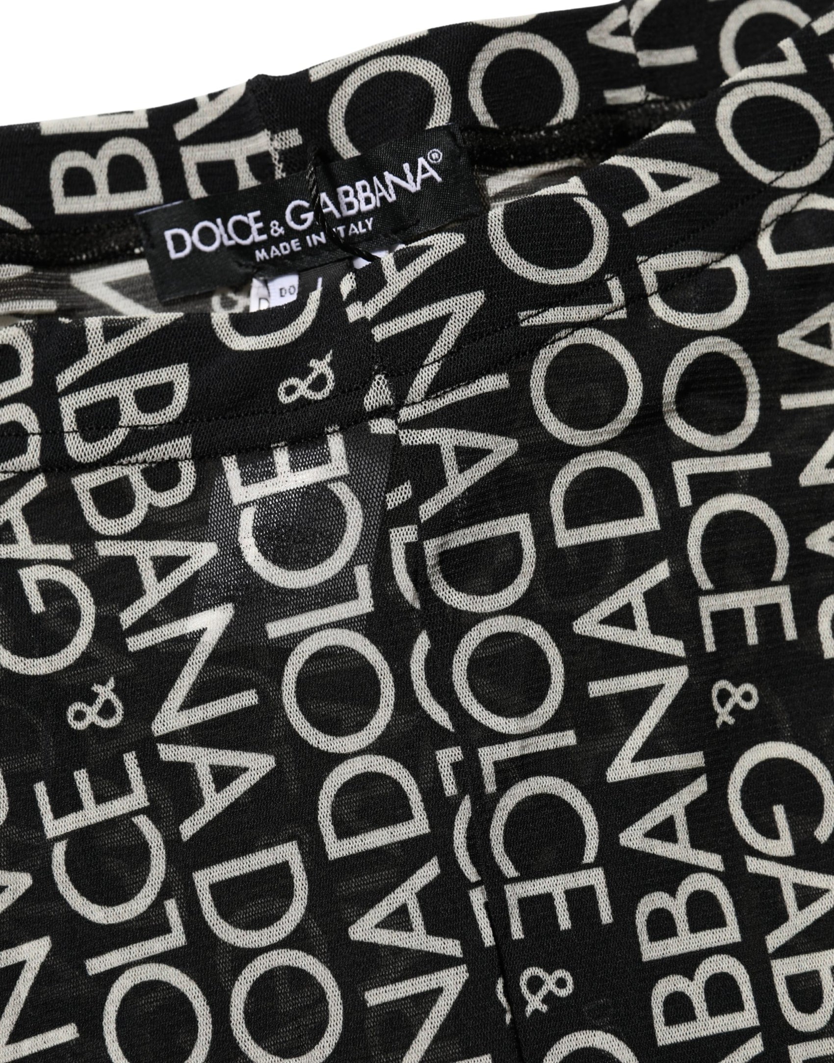 Dolce & Gabbana Black White All Over Print Sheer Stretch Tights Socks