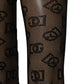 Dolce & Gabbana Black All Over Print Sheer Stretch Tights Socks