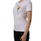 Dolce & Gabbana White Cotton Rose Patch Crew Neck T-shirt