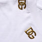 Dolce & Gabbana White Cotton Gold DG Logo Crew Neck T-shirt