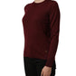 Dolce & Gabbana Maroon Wool Knitted CrewNeck Pullover Sweater