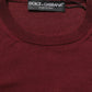 Dolce & Gabbana Maroon Wool Knitted CrewNeck Pullover Sweater