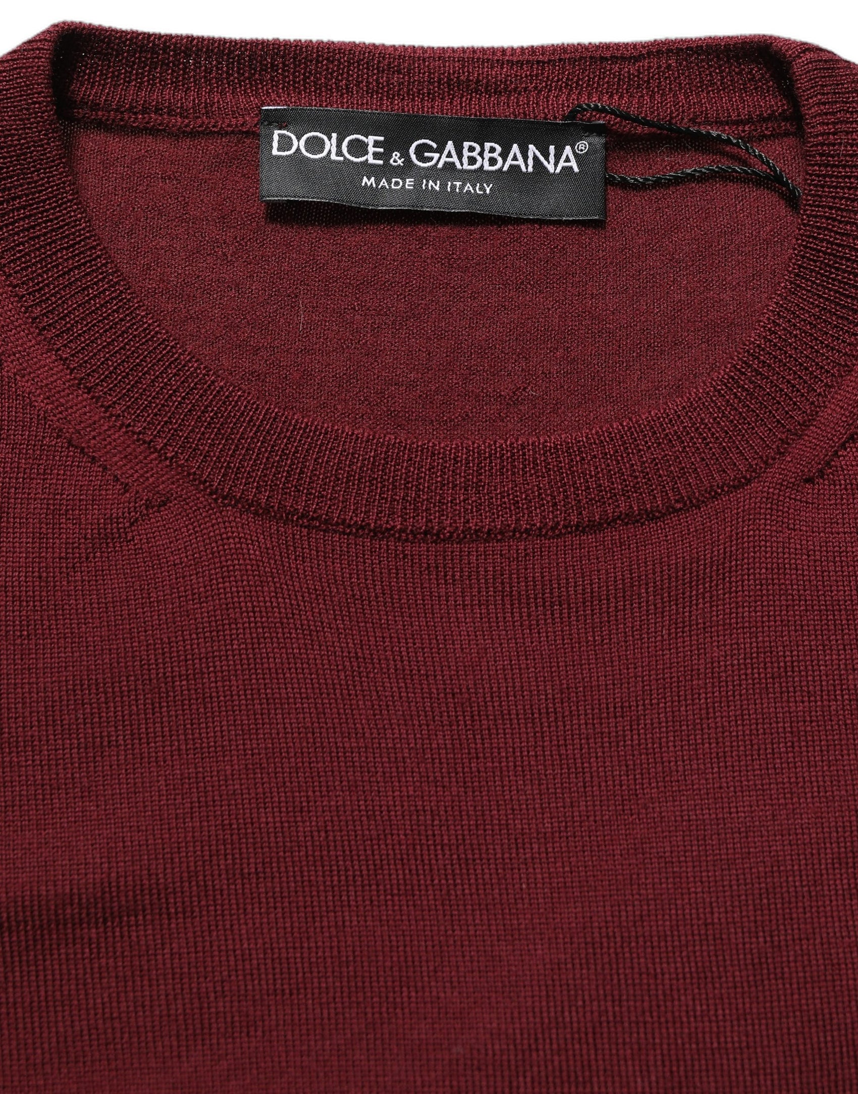 Dolce & Gabbana Maroon Wool Knitted CrewNeck Pullover Sweater