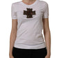 Dolce & Gabbana White Crystal Embellished Cross Top T-shirt