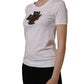 Dolce & Gabbana White Crystal Embellished Cross Top T-shirt