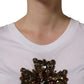 Dolce & Gabbana White Crystal Embellished Cross Top T-shirt