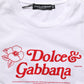 Dolce & Gabbana White Floral Logo Print Crew Neck T-shirt
