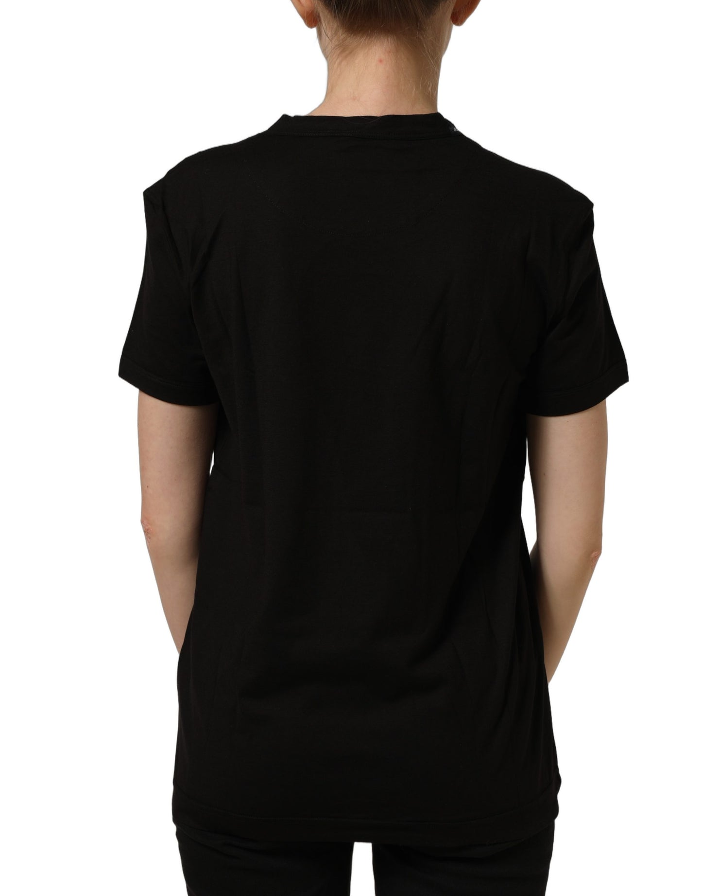 Dolce & Gabbana Black Cotton Crew Neck Short Sleeves T-shirt