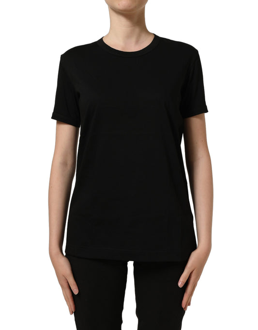 Dolce & Gabbana Black Cotton Crew Neck Short Sleeves T-shirt