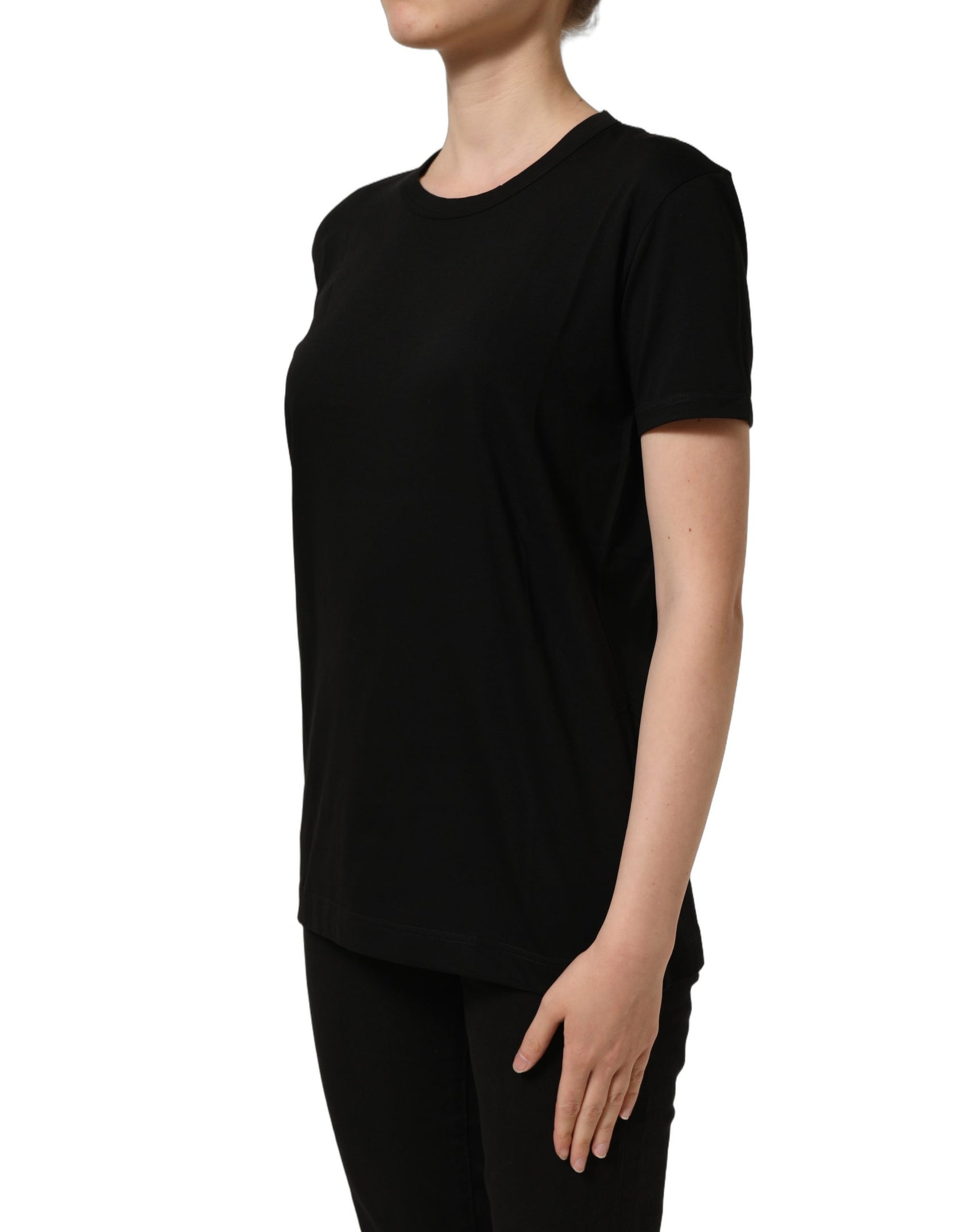 Dolce & Gabbana Black Cotton Crew Neck Short Sleeves T-shirt
