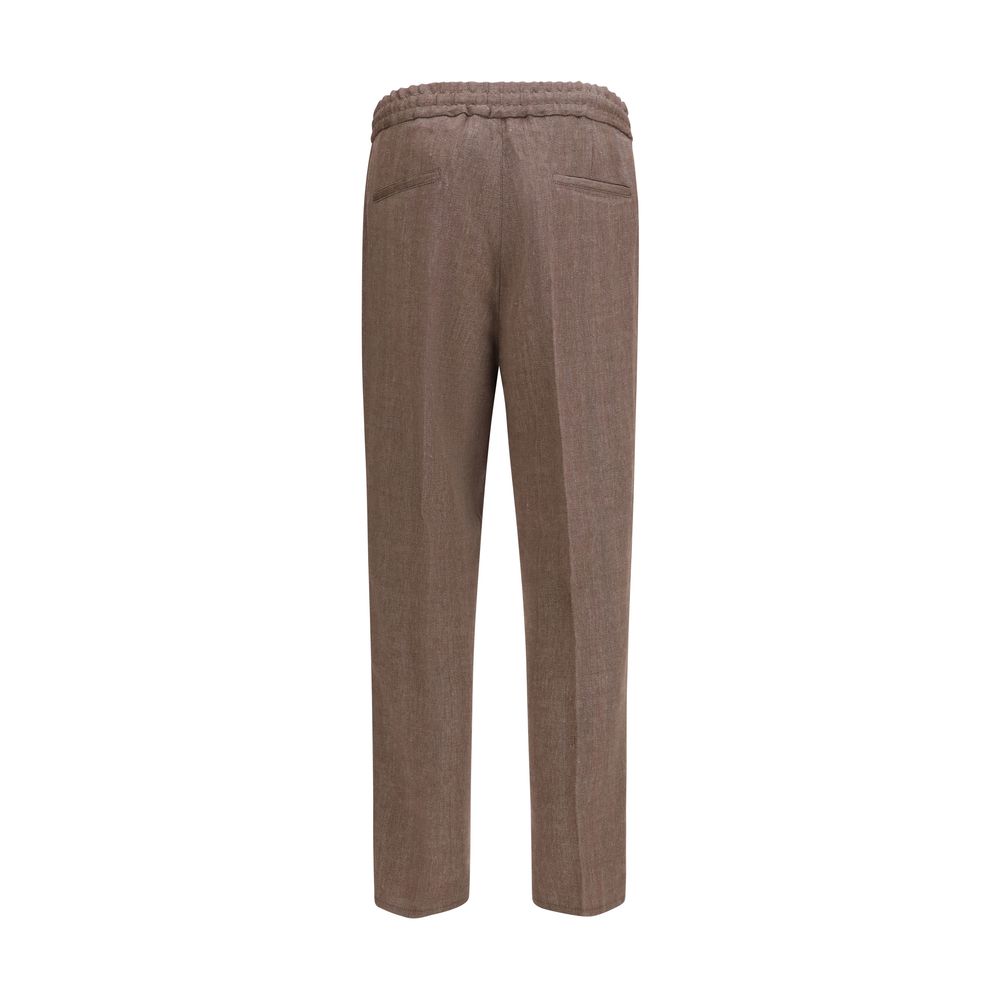Brunello Cucinelli Brown Linen Casual Pants