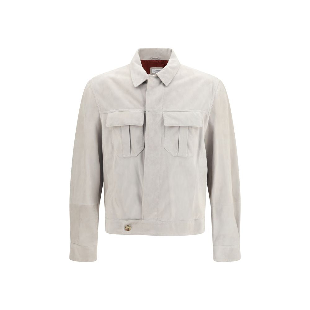 Brunello Cucinelli Beige Leather Leather Jacket