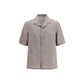 Brunello Cucinelli Gray Linen Shortsleeve Shirt