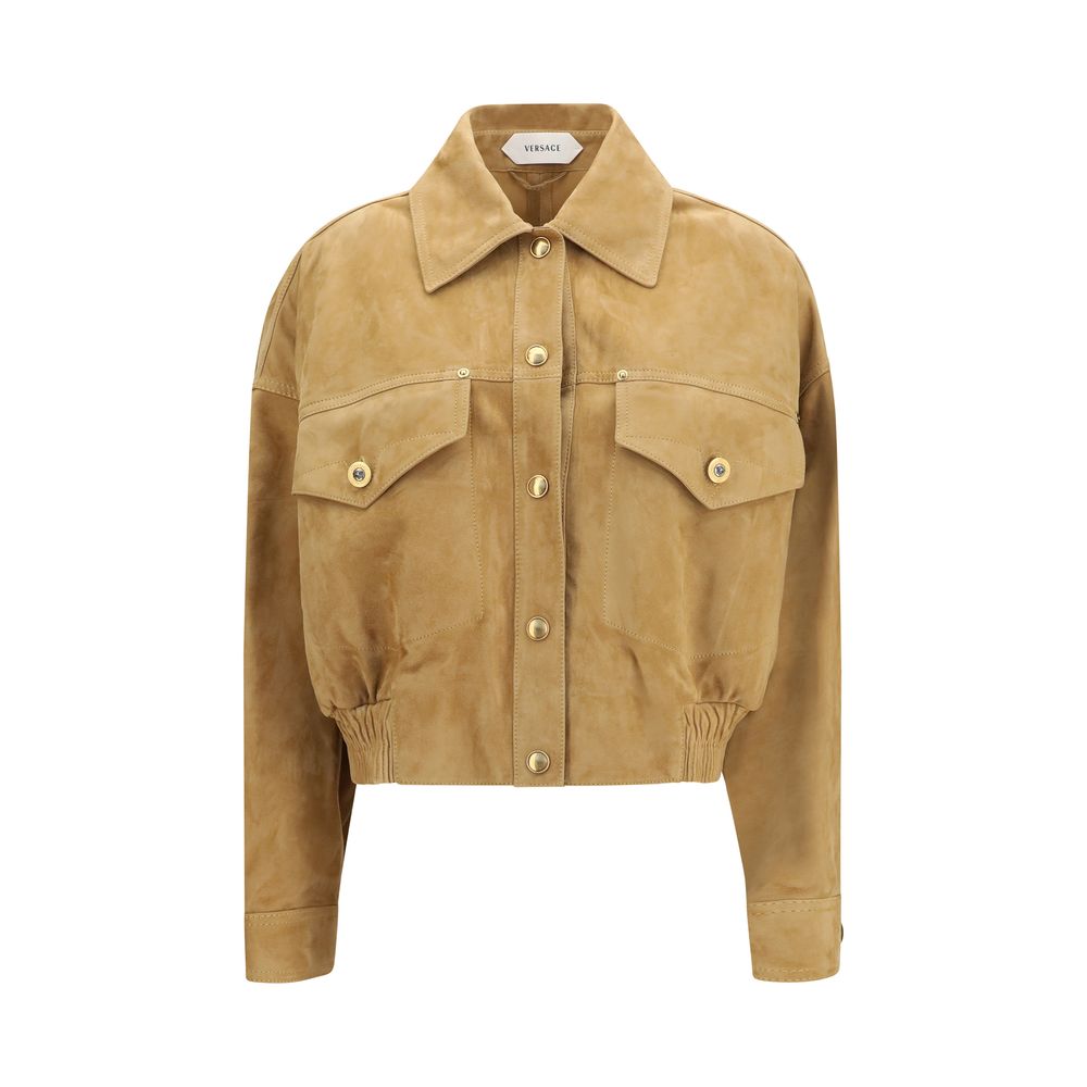 Versace Beige Lamb Leather Bomber