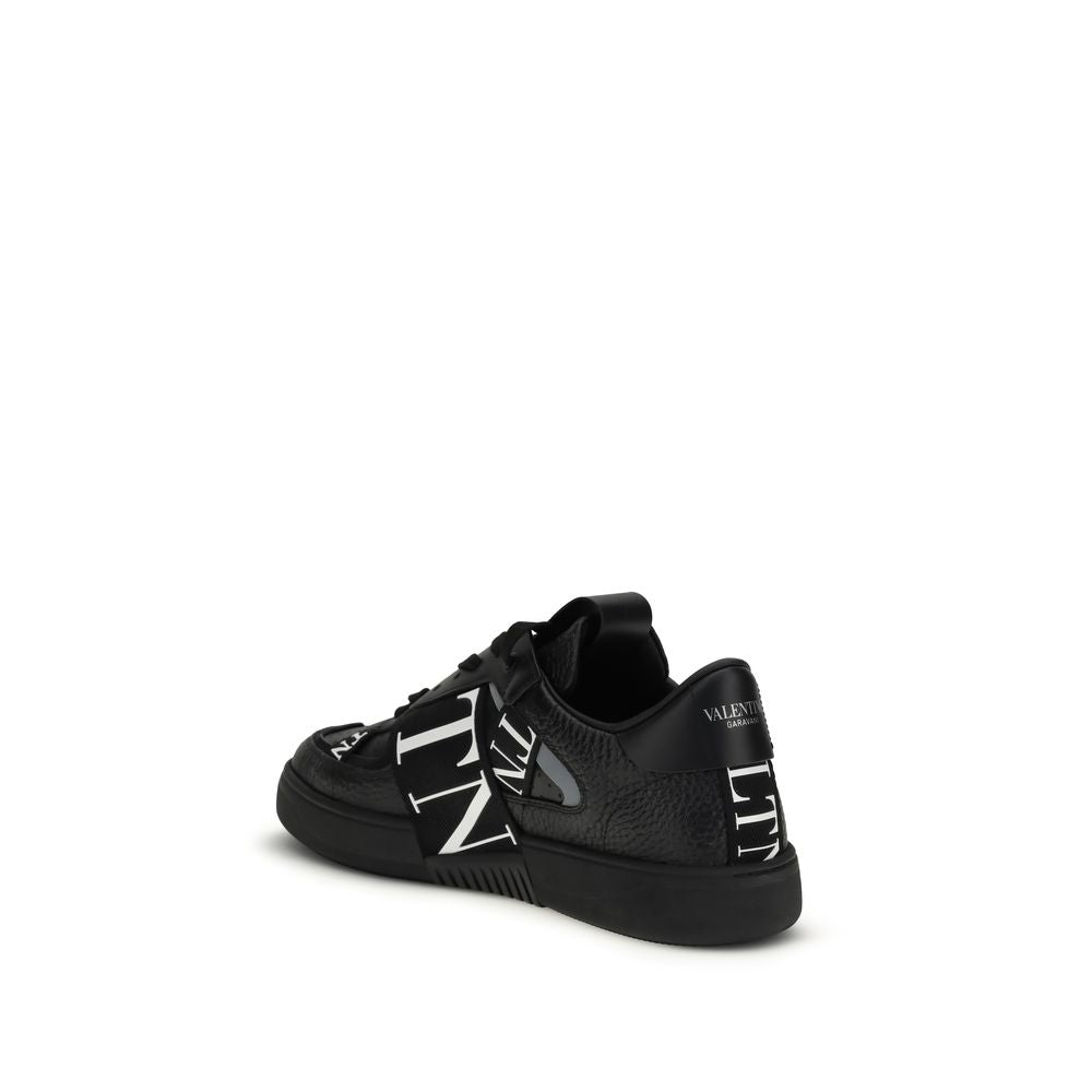 Valentino Garavani Black Calf Leather Bos Taurus Athletic Sneakers